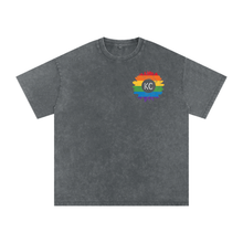 KC Gay Pride Acid Wash Oversize T-Shirt - 250 GSM